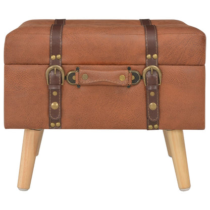 Storage Stool 40 cm Tan Leather