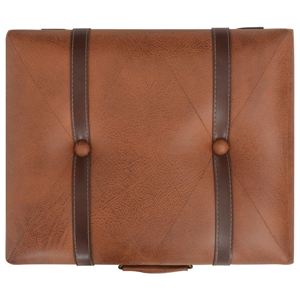 Storage Stool 40 cm Tan Leather
