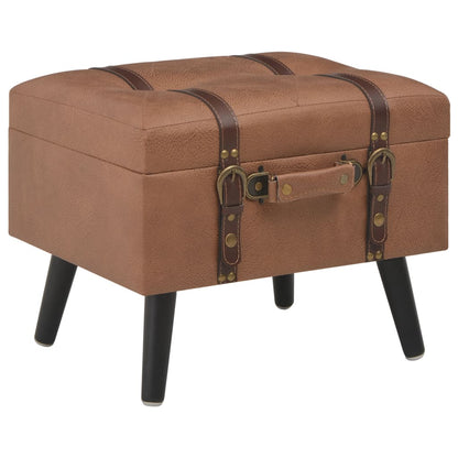 Storage Stool 40 cm Brown Leather