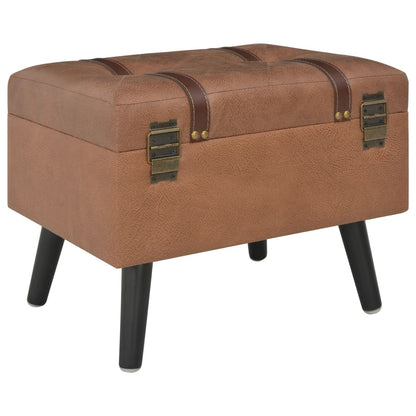Storage Stool 40 cm Brown Leather