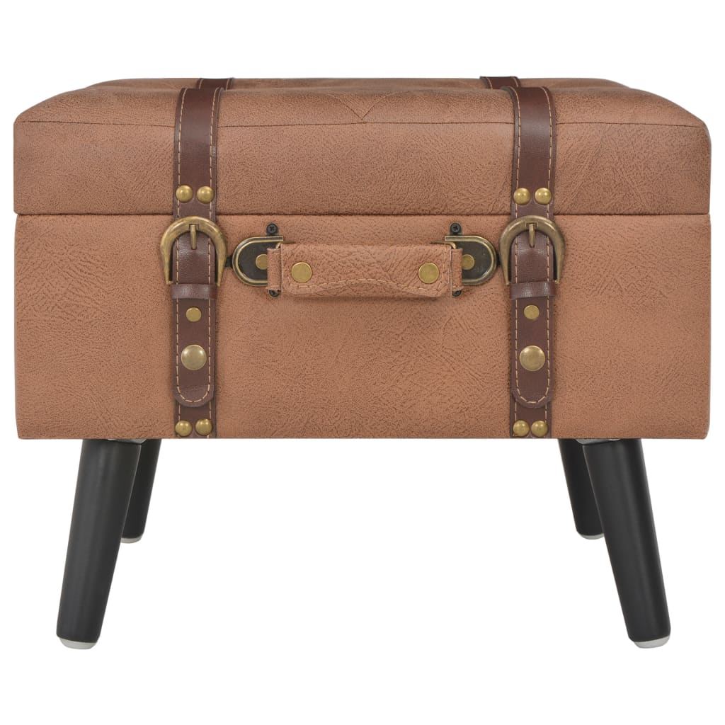 Storage Stool 40 cm Brown Leather
