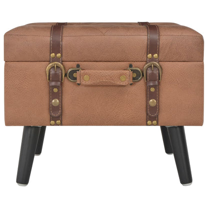 Storage Stool 40 cm Brown Leather