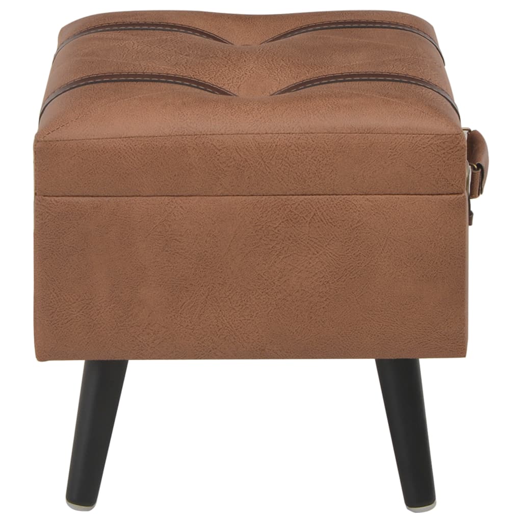 Storage Stool 40 cm Brown Leather