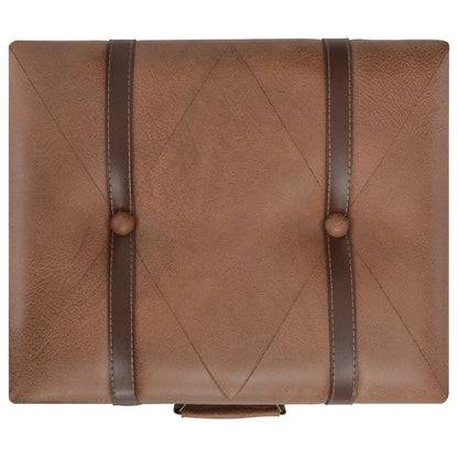 Storage Stool 40 cm Brown Leather