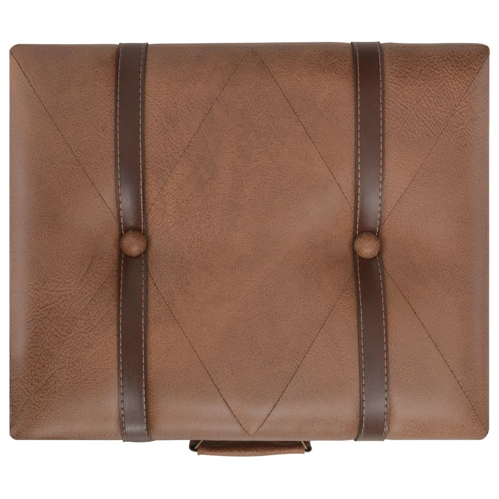 Storage Stool 40 cm Brown Leather