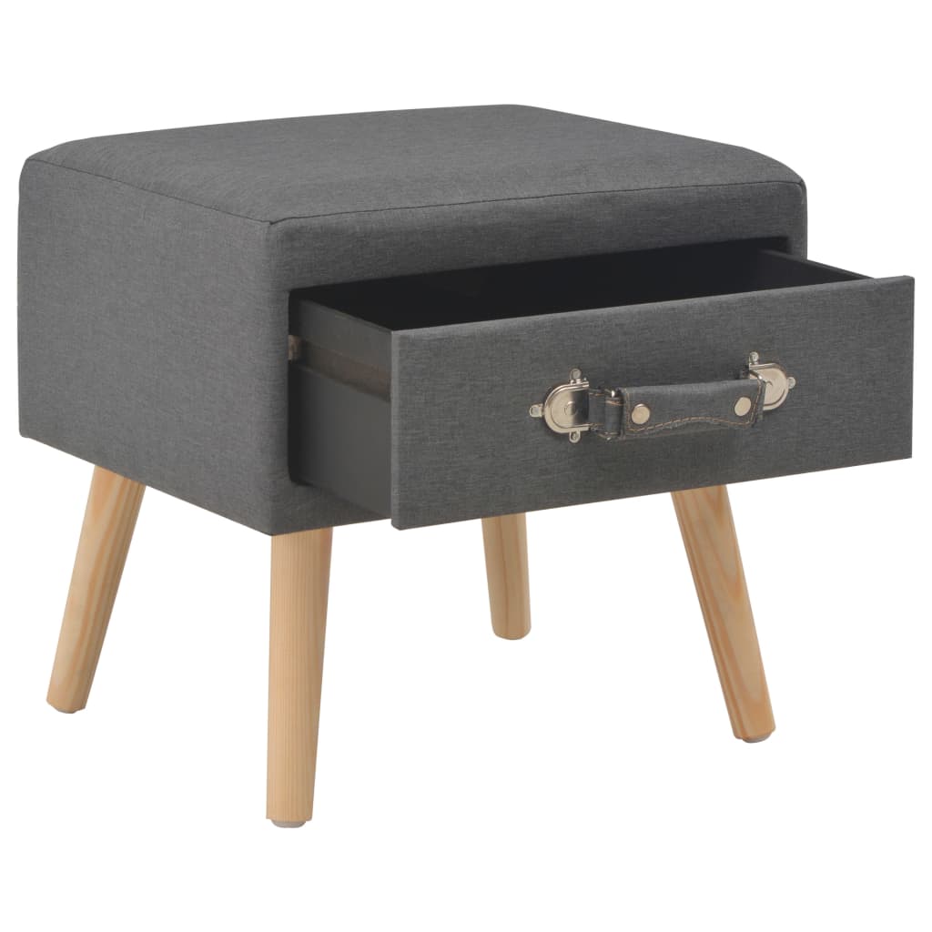 Bedside Cabinet Dark Grey Fabric