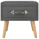 Bedside Cabinet Dark Grey Fabric