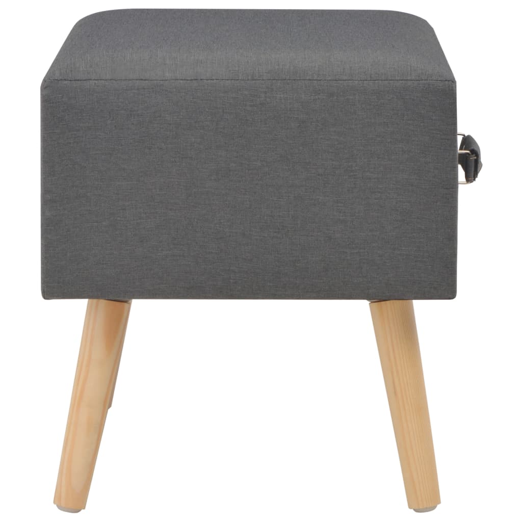 Bedside Cabinet Dark Grey Fabric
