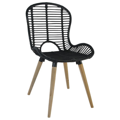 Dining Chairs 6 pcs Black Natural Rattan - 48×64×85cm