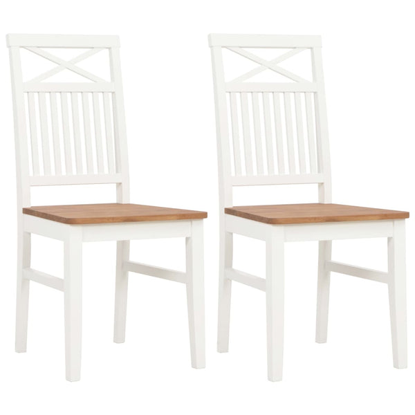  Dining Chairs 2 pcs White Solid Oak Wood