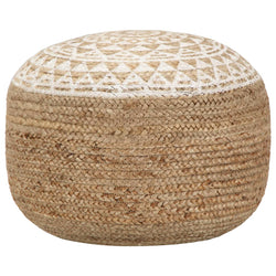 Handmade Pouffe White Jute
