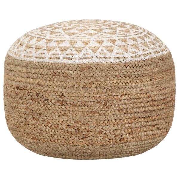  Handmade Pouffe White Jute