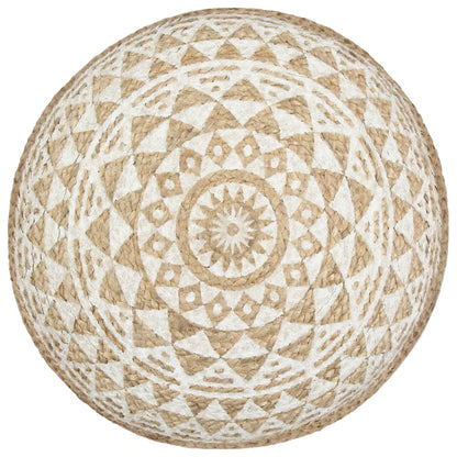 Handmade Pouffe White Jute