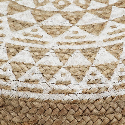 Handmade Pouffe White Jute