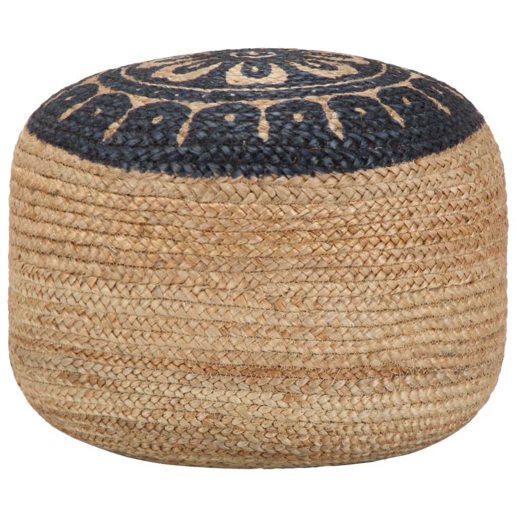 Handmade Pouffe Blue Jute
