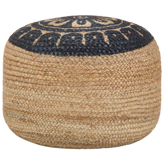 Handmade Pouffe Blue Jute