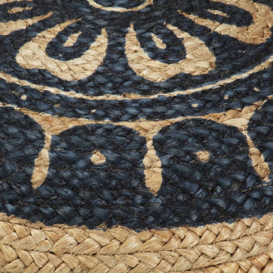 Handmade Pouffe Blue Jute