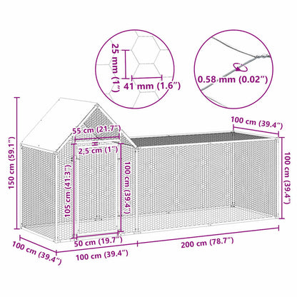 Galvanised Steel Chicken Coop 3x1x1.5m | HomeAndLiving