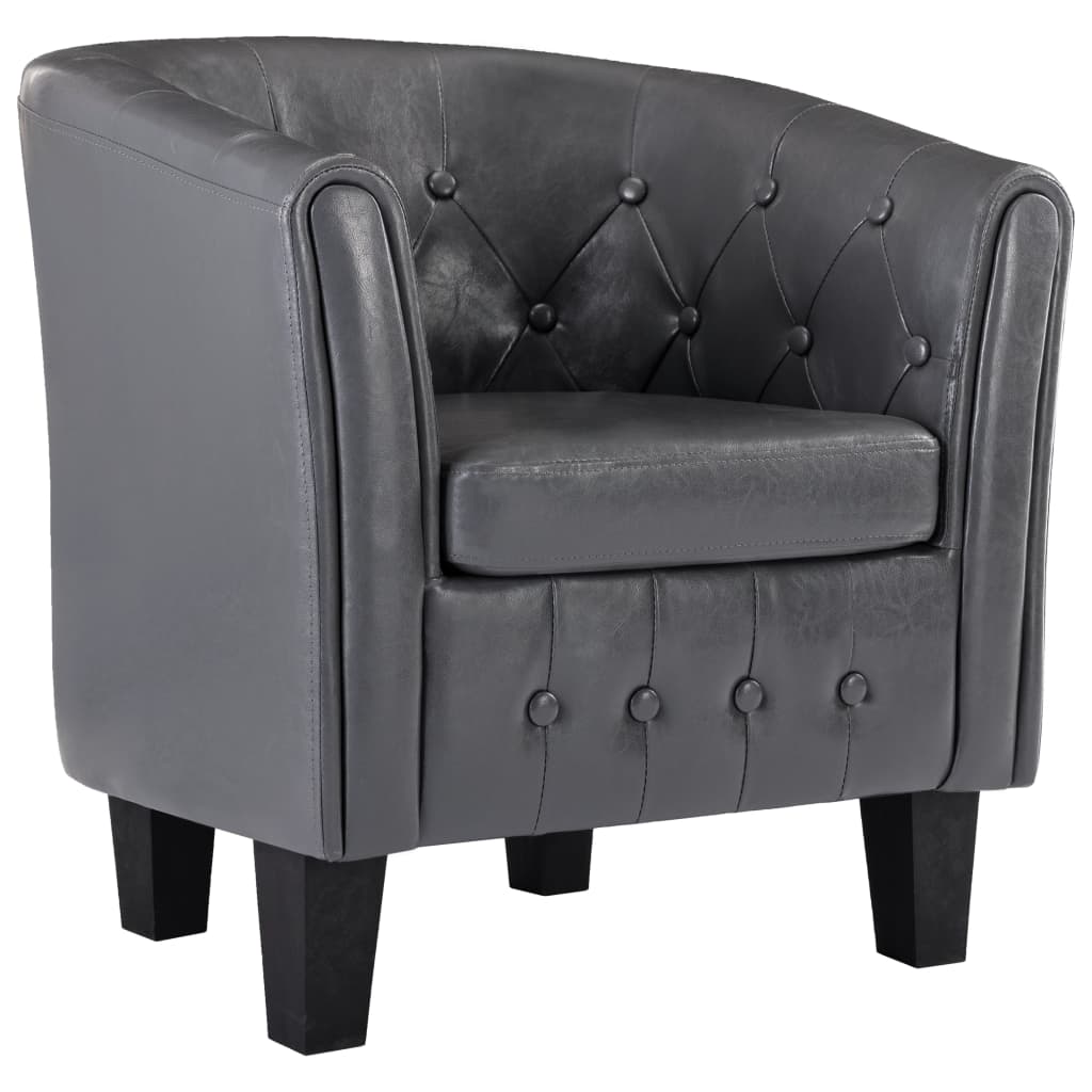 Tub Chair Grey faux Leather