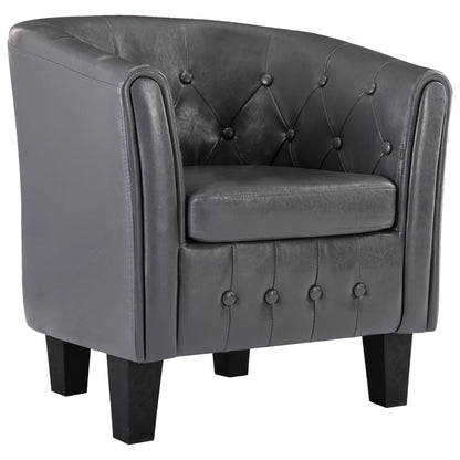 Tub Chair Grey faux Leather