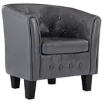 Tub Chair Grey faux Leather