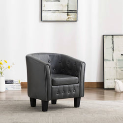 Tub Chair Grey faux Leather