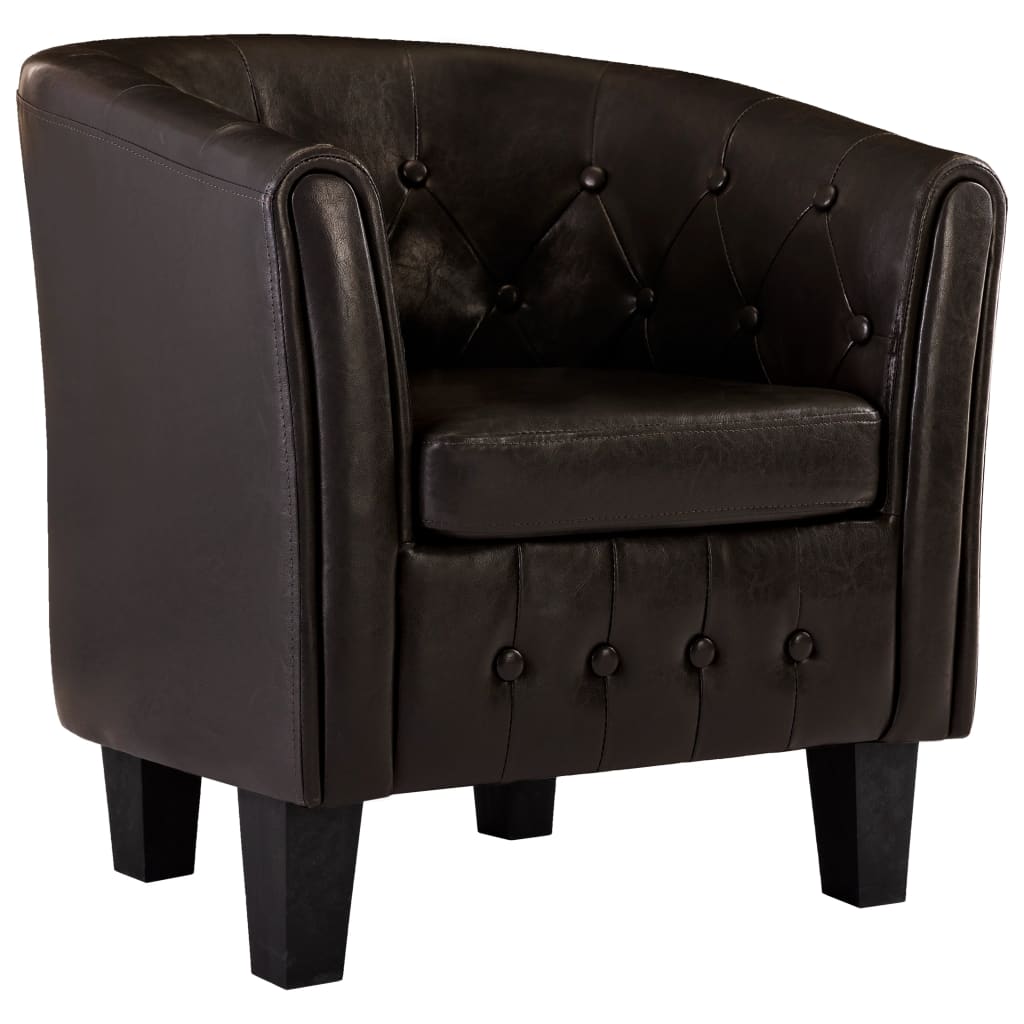 Tub Chair Brown faux Leather