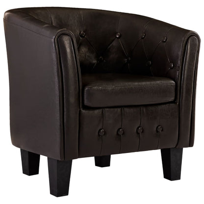 Tub Chair Brown faux Leather