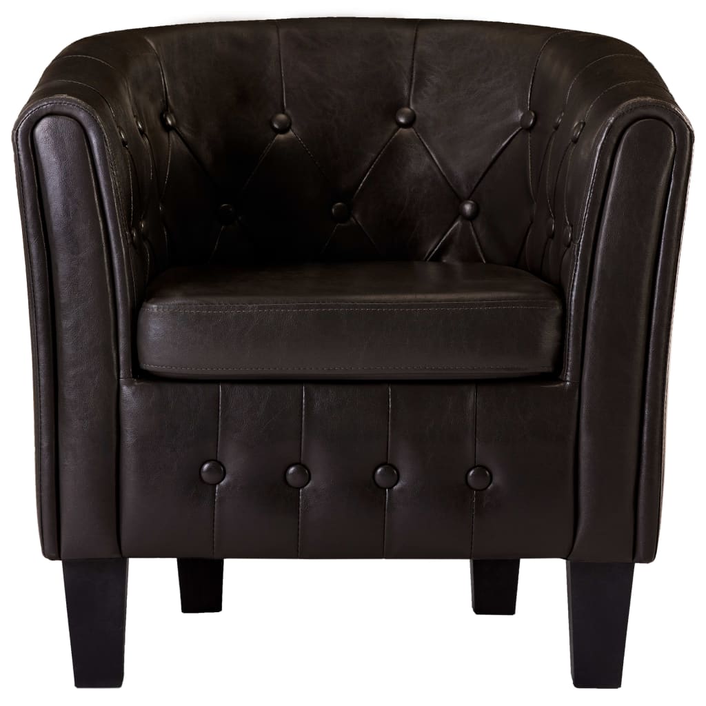 Tub Chair Brown faux Leather