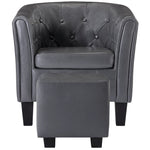 Tub Chair with Footstool Grey faux Leather