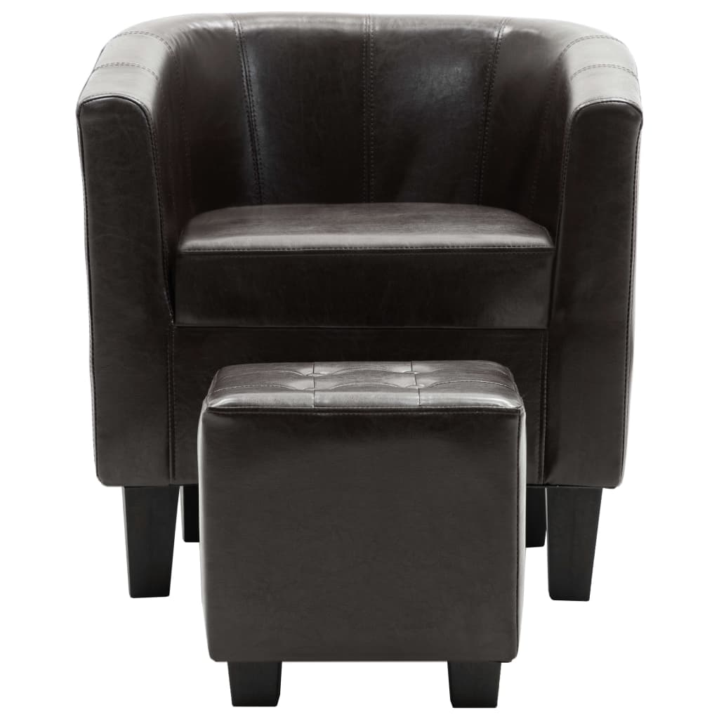 Tub Chair with Footstool Dark Brown