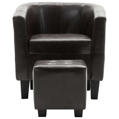 Tub Chair with Footstool Dark Brown