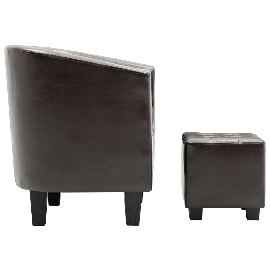 Tub Chair with Footstool Dark Brown