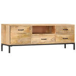 TV Cabinet 3 Drawers Storage Solid Mango Wood