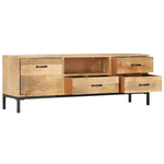 TV Cabinet 3 Drawers Storage Solid Mango Wood