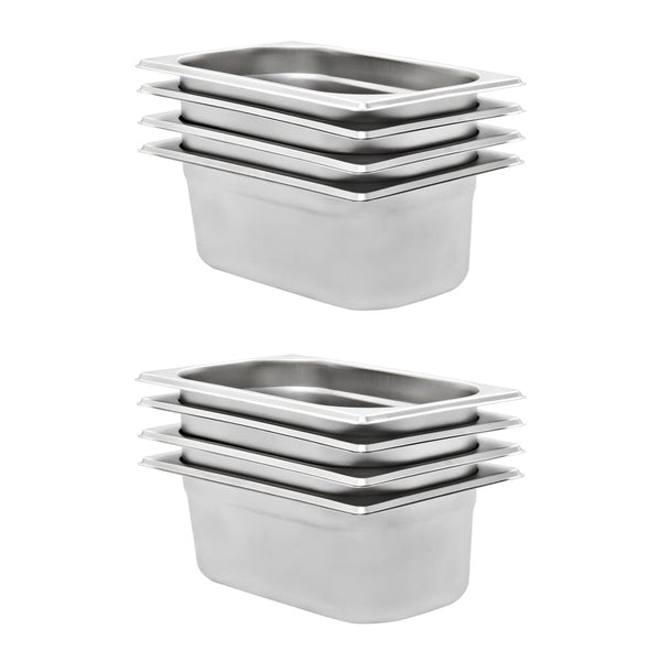  Gastronorm Containers 8 pcs GN 1/4 100 mm Stainless Steel