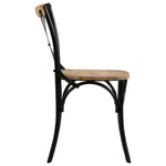 Cross Chairs 2 pcs Solid Mango Wood  Black