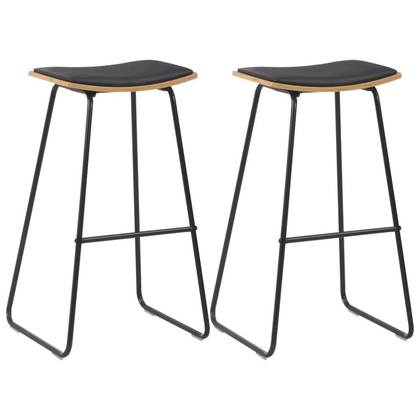  Bar Stools 2 pcs Black faux Leather