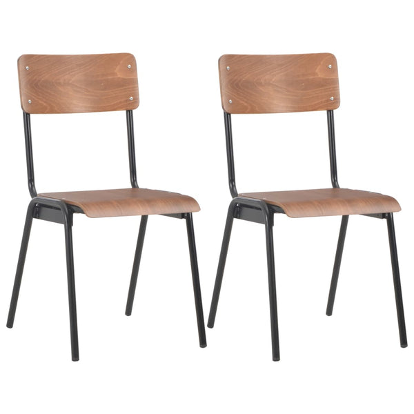  Dining Chairs 2 pcs Brown Solid Plywood Steel