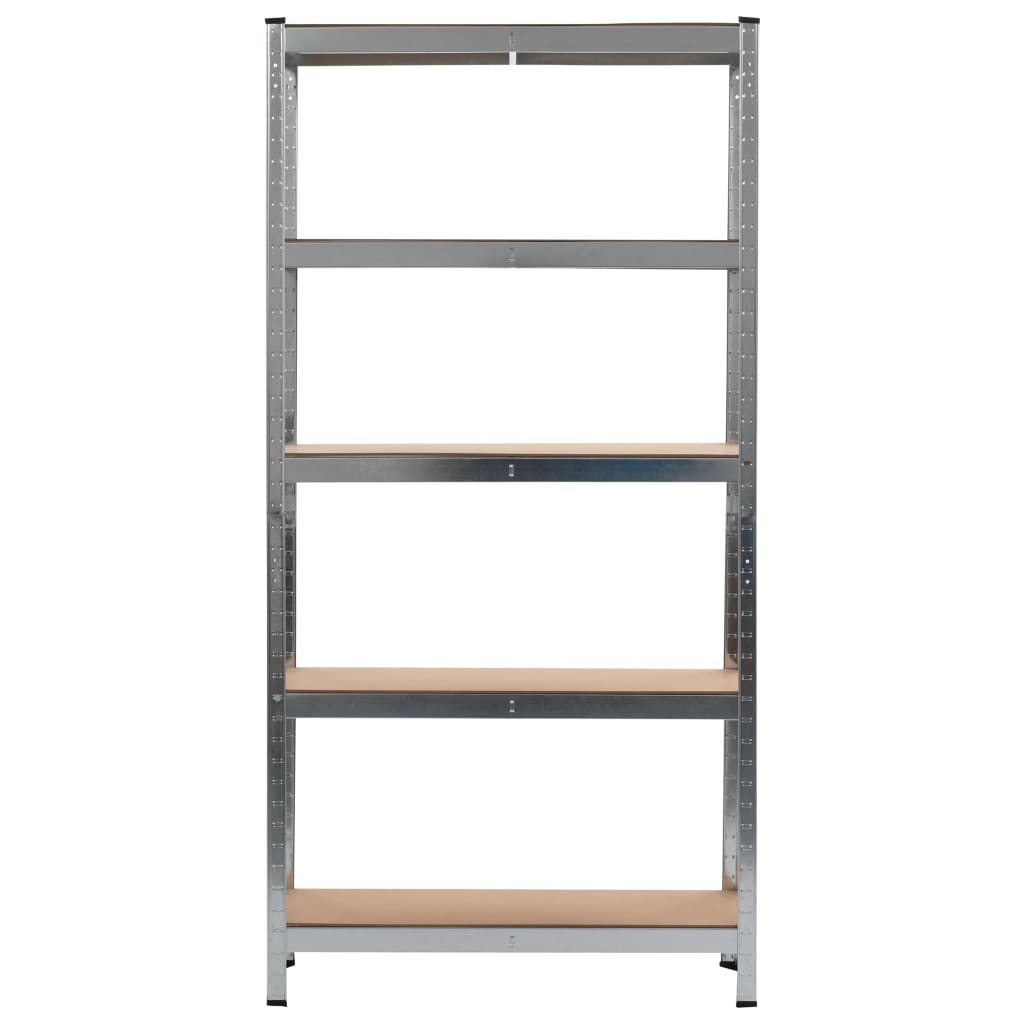 Storage Shelves 2 pcs Silver Steel and MDF