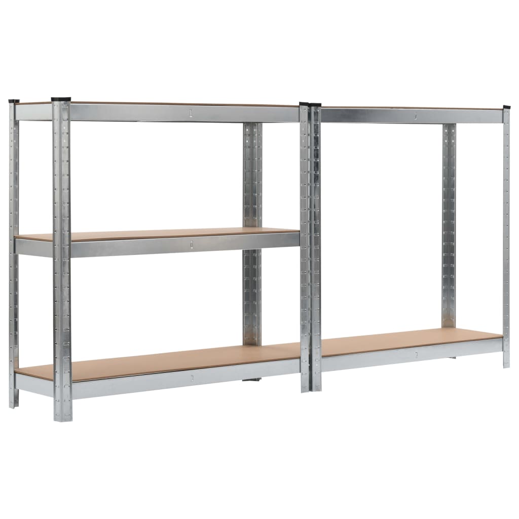 Storage Shelves 2 pcs Silver Steel and MDF