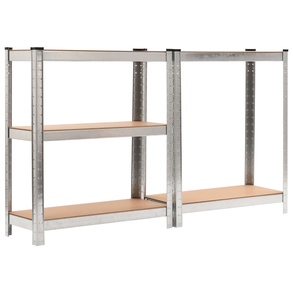 Storage Shelf Steel and MDF Silver