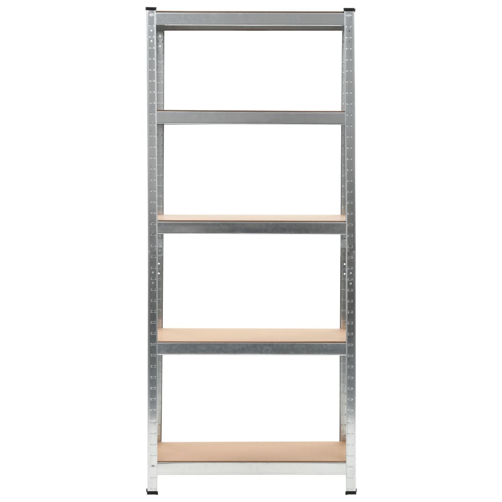 Storage Shelves 3 pcs Silver Steel and MDF