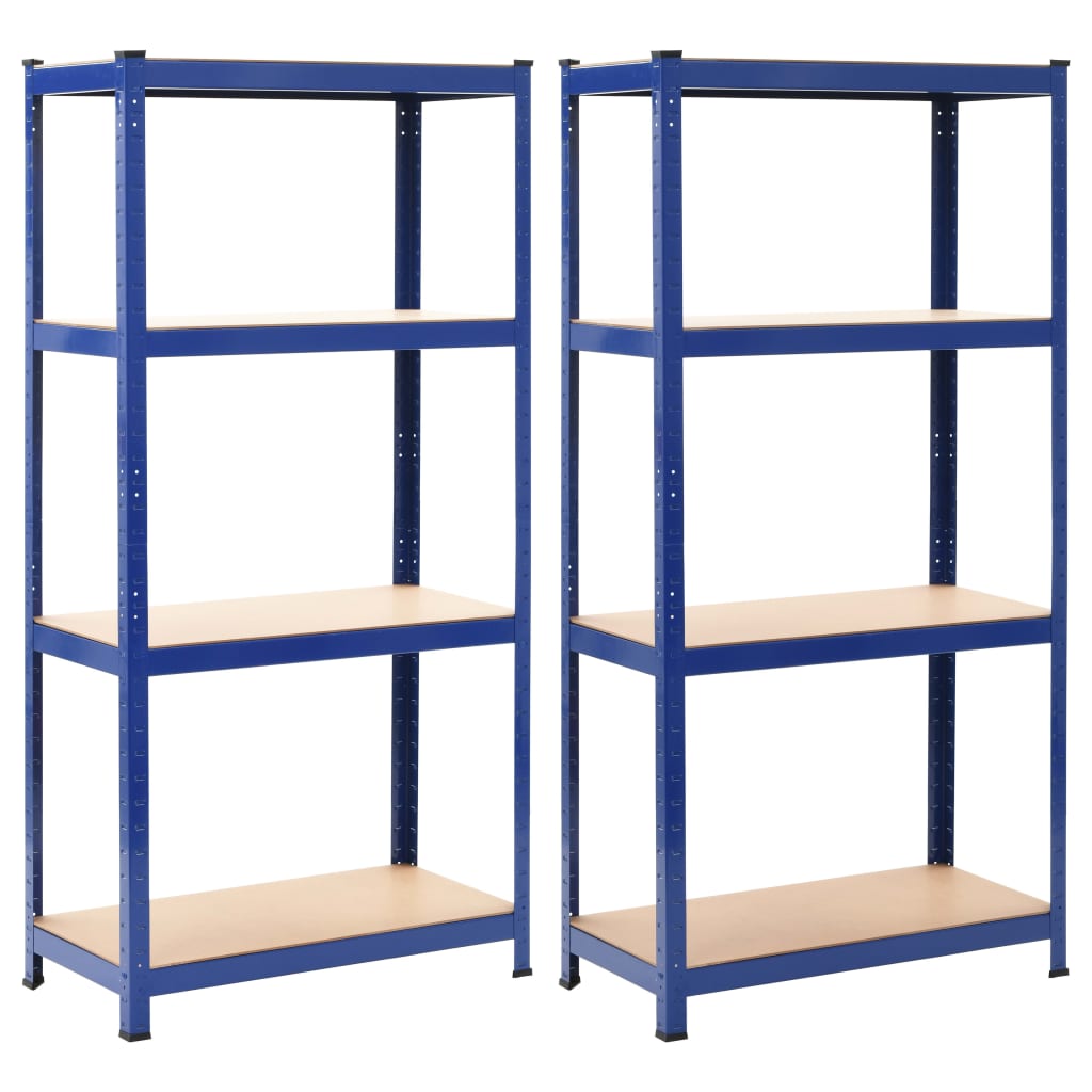 Storage Shelves 2 pcs Steel and MDF (Blue)