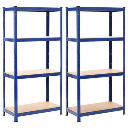 Storage Shelves 2 pcs Steel and MDF (Blue)