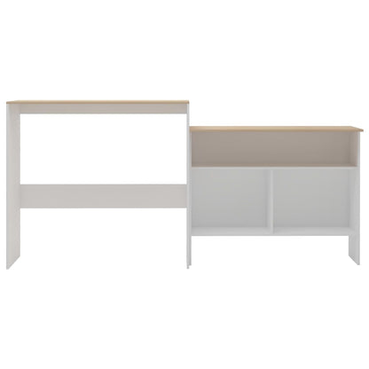 Bar Table with 2 Table Tops White and Oak