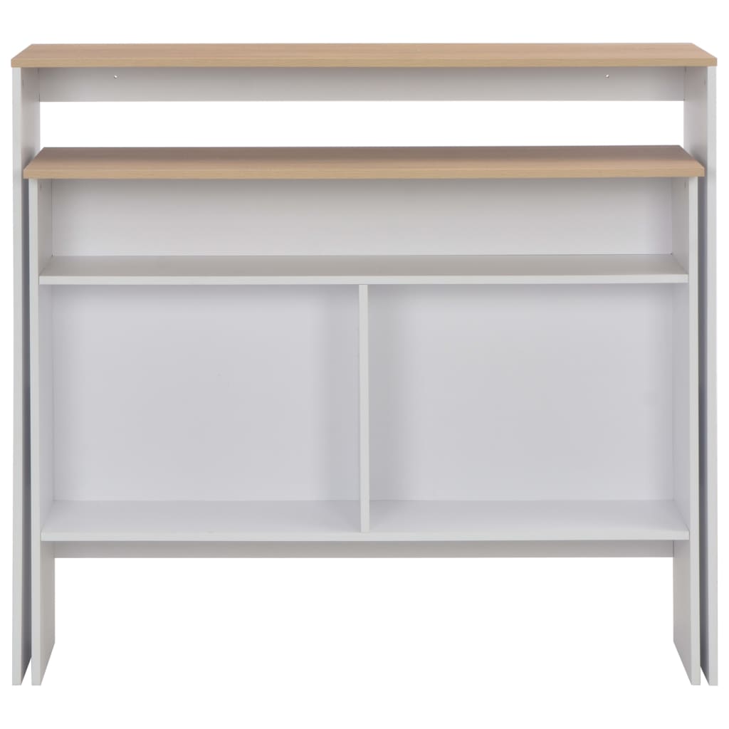Bar Table with 2 Table Tops White and Oak