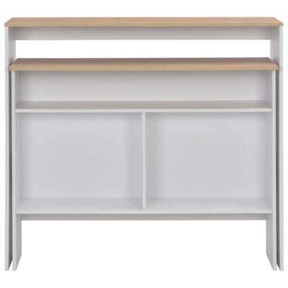 Bar Table with 2 Table Tops White and Oak