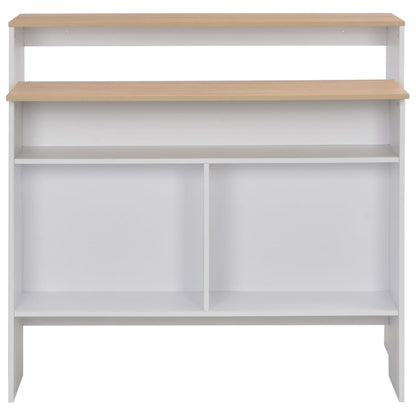 Bar Table with 2 Table Tops White and Oak