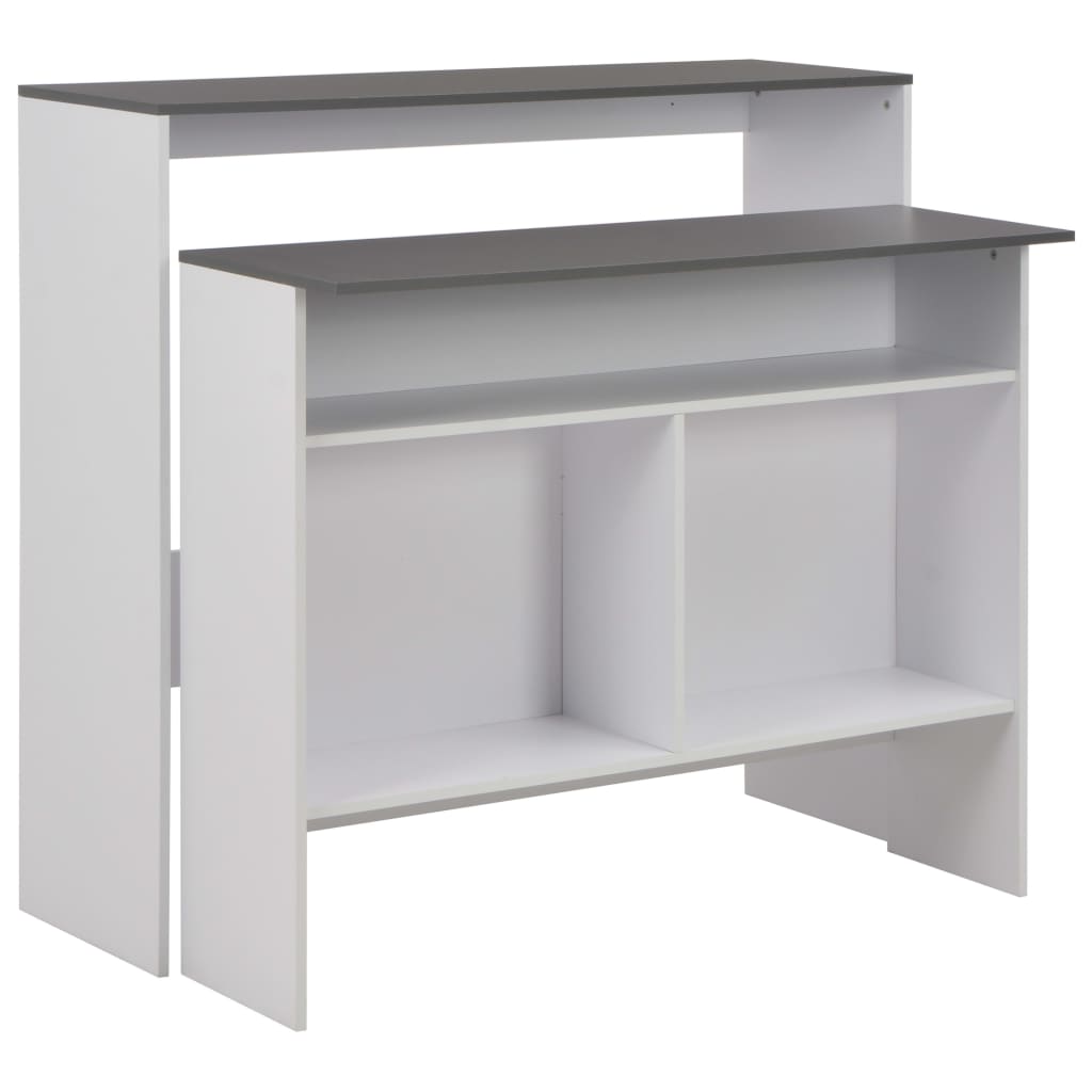 Bar Table with 2 Table Tops White and Grey